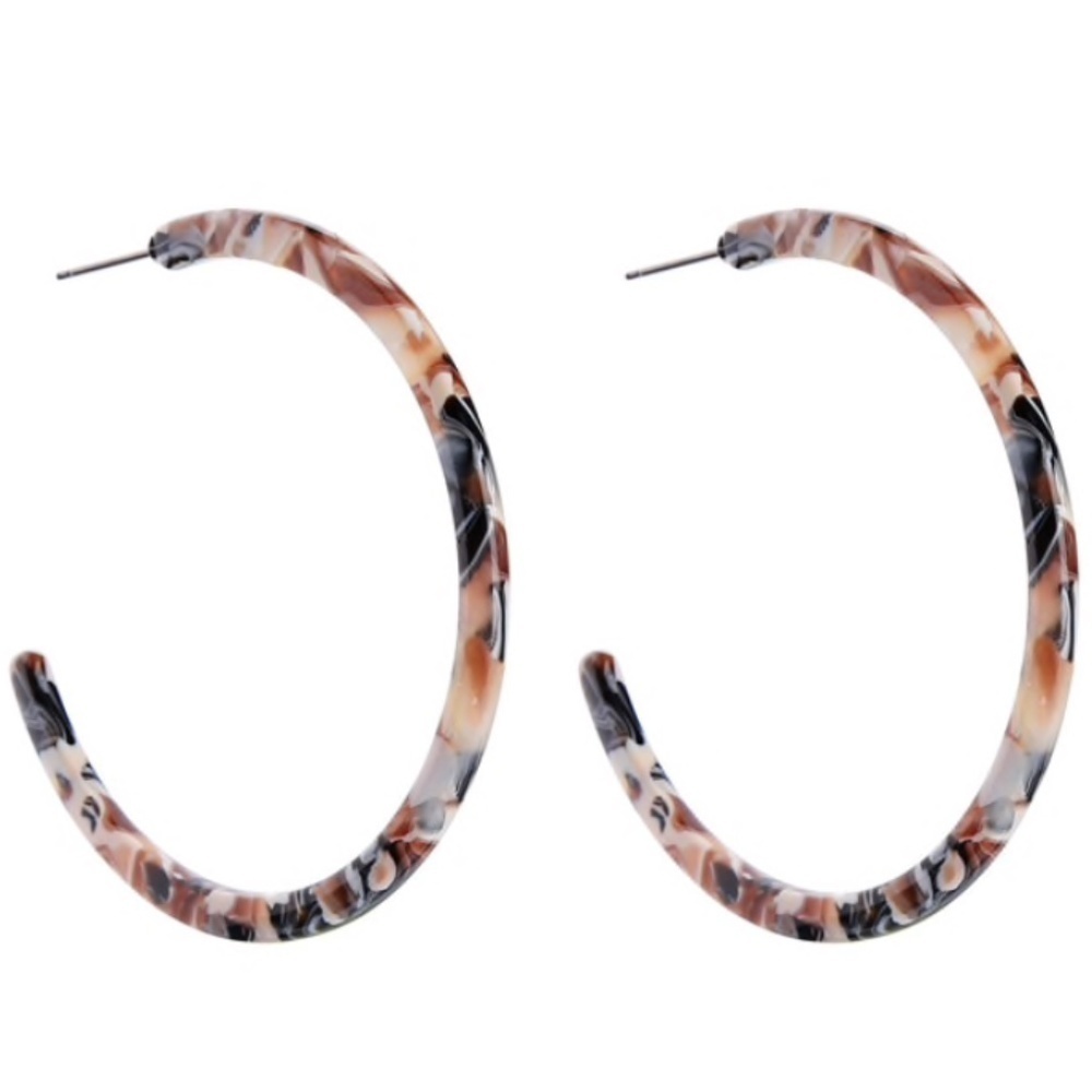 Multi Colored Marbled Faux Tortoise Shell Hoop Earrings